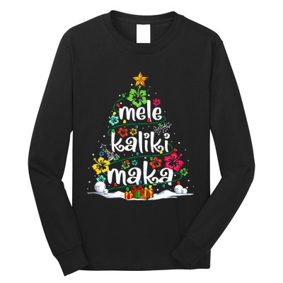 Mele Kalikimaka Tropical Christmas Hawaiian Santa Xmas Tree  Long Sleeve Shirt