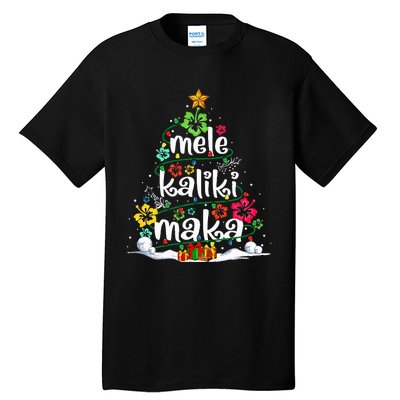 Mele Kalikimaka Tropical Christmas Hawaiian Santa Xmas Tree  Tall T-Shirt