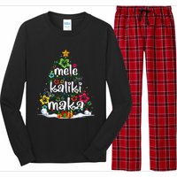 Mele Kalikimaka Tropical Christmas Hawaiian Santa Xmas Tree  Long Sleeve Pajama Set