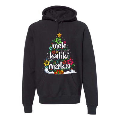 Mele Kalikimaka Tropical Christmas Hawaiian Santa Xmas Tree  Premium Hoodie