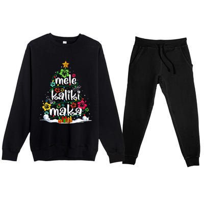 Mele Kalikimaka Tropical Christmas Hawaiian Santa Xmas Tree  Premium Crewneck Sweatsuit Set