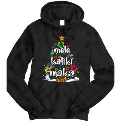 Mele Kalikimaka Tropical Christmas Hawaiian Santa Xmas Tree  Tie Dye Hoodie