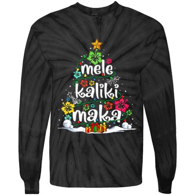 Mele Kalikimaka Tropical Christmas Hawaiian Santa Xmas Tree  Tie-Dye Long Sleeve Shirt