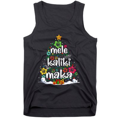 Mele Kalikimaka Tropical Christmas Hawaiian Santa Xmas Tree  Tank Top