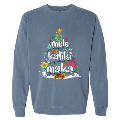 Mele Kalikimaka Tropical Christmas Hawaiian Santa Xmas Tree  Garment-Dyed Sweatshirt