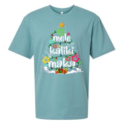 Mele Kalikimaka Tropical Christmas Hawaiian Santa Xmas Tree  Sueded Cloud Jersey T-Shirt