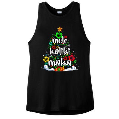 Mele Kalikimaka Tropical Christmas Hawaiian Santa Xmas Tree Ladies PosiCharge Tri-Blend Wicking Tank