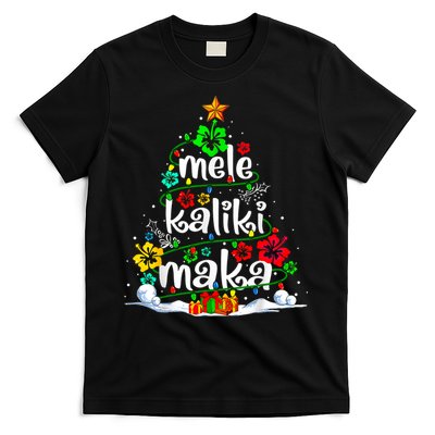 Mele Kalikimaka Tropical Christmas Hawaiian Santa Xmas Tree T-Shirt