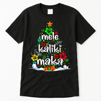 Mele Kalikimaka Tropical Christmas Hawaiian Santa Xmas Tree Tall T-Shirt