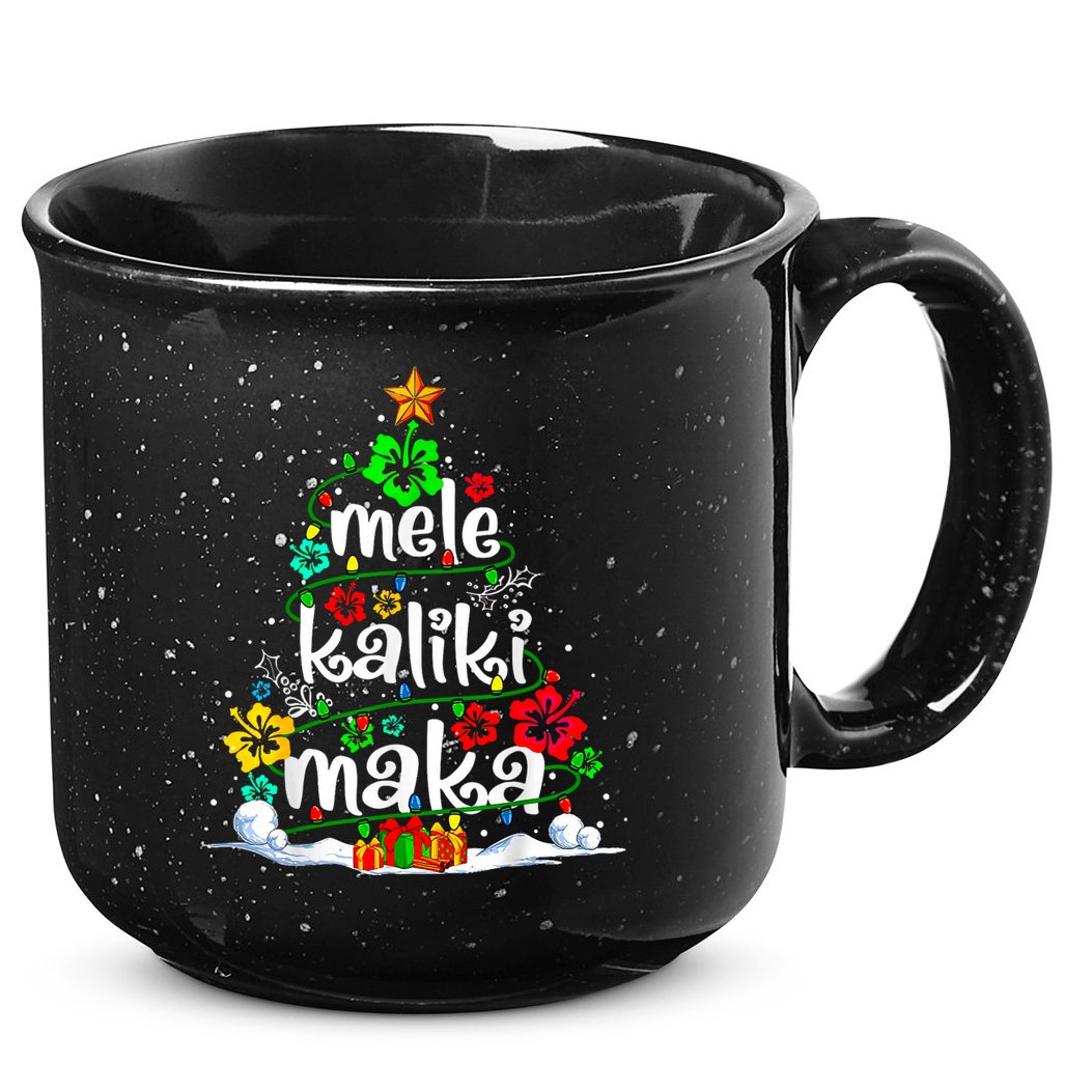 Mele Kalikimaka Tropical Christmas Hawaiian Santa Xmas Tree 15oz Campfire Ceramic Mug
