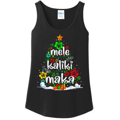 Mele Kalikimaka Tropical Christmas Hawaiian Santa Xmas Tree Ladies Essential Tank