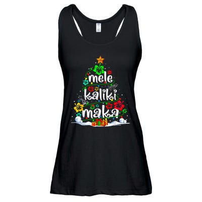 Mele Kalikimaka Tropical Christmas Hawaiian Santa Xmas Tree Ladies Essential Flowy Tank