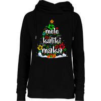 Mele Kalikimaka Tropical Christmas Hawaiian Santa Xmas Tree Womens Funnel Neck Pullover Hood