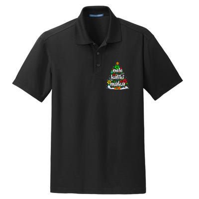 Mele Kalikimaka Tropical Christmas Hawaiian Santa Xmas Tree Dry Zone Grid Polo