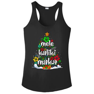 Mele Kalikimaka Tropical Christmas Hawaiian Santa Xmas Tree Ladies PosiCharge Competitor Racerback Tank