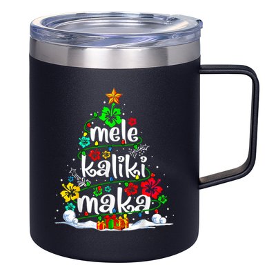 Mele Kalikimaka Tropical Christmas Hawaiian Santa Xmas Tree 12oz Stainless Steel Coffee Mug