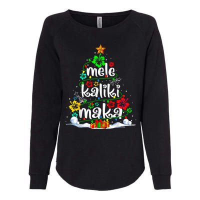 Mele Kalikimaka Tropical Christmas Hawaiian Santa Xmas Tree Womens California Wash Sweatshirt