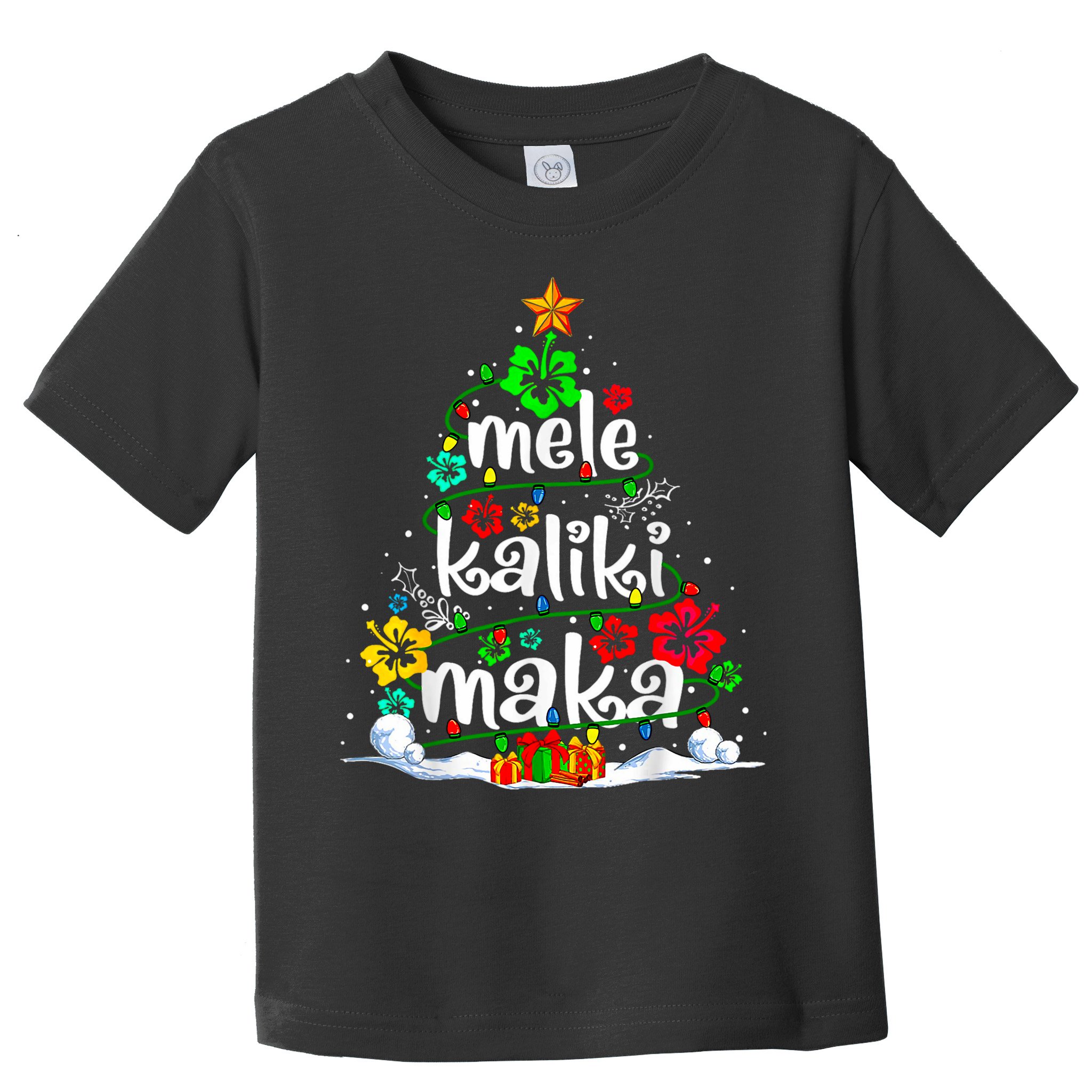 Mele Kalikimaka Tropical Christmas Hawaiian Santa Xmas Tree Toddler T-Shirt
