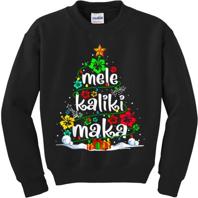 Mele Kalikimaka Tropical Christmas Hawaiian Santa Xmas Tree Kids Sweatshirt