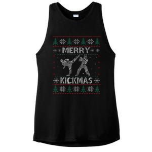 Merry Kickmas Taekwondo Christmas Ugly Sweater Xmas Funny Ladies PosiCharge Tri-Blend Wicking Tank