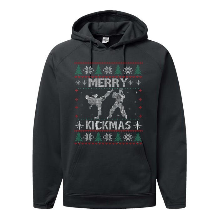 Merry Kickmas Taekwondo Christmas Ugly Sweater Xmas Funny Performance Fleece Hoodie