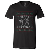 Merry Kickmas Taekwondo Christmas Ugly Sweater Xmas Funny V-Neck T-Shirt