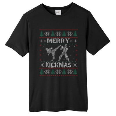 Merry Kickmas Taekwondo Christmas Ugly Sweater Xmas Funny Tall Fusion ChromaSoft Performance T-Shirt