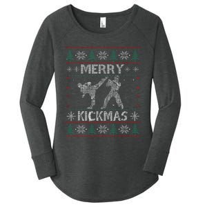 Merry Kickmas Taekwondo Christmas Ugly Sweater Xmas Funny Women's Perfect Tri Tunic Long Sleeve Shirt