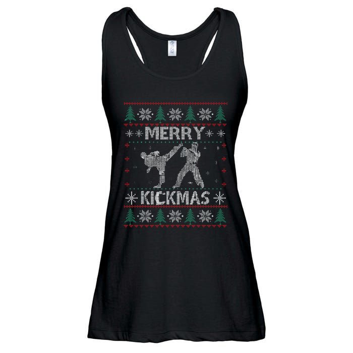 Merry Kickmas Taekwondo Christmas Ugly Sweater Xmas Funny Ladies Essential Flowy Tank