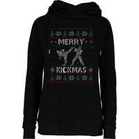 Merry Kickmas Taekwondo Christmas Ugly Sweater Xmas Funny Womens Funnel Neck Pullover Hood