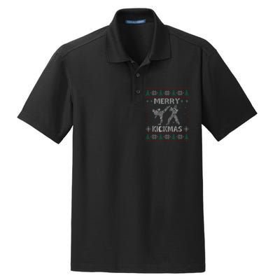 Merry Kickmas Taekwondo Christmas Ugly Sweater Xmas Funny Dry Zone Grid Polo