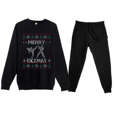 Merry Kickmas Taekwondo Christmas Ugly Sweater Xmas Funny Premium Crewneck Sweatsuit Set