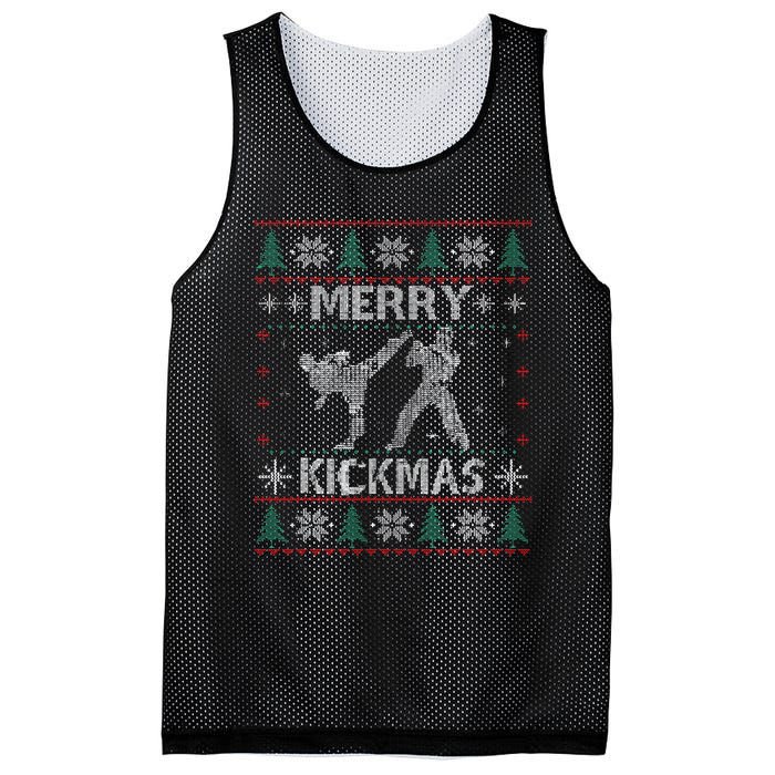 Merry Kickmas Taekwondo Christmas Ugly Sweater Xmas Funny Mesh Reversible Basketball Jersey Tank