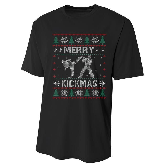 Merry Kickmas Taekwondo Christmas Ugly Sweater Xmas Funny Performance Sprint T-Shirt