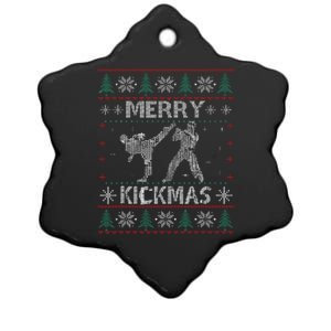 Merry Kickmas Taekwondo Christmas Ugly Sweater Xmas Funny Ceramic Star Ornament