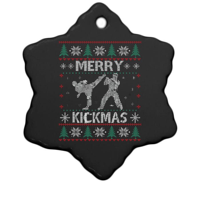 Merry Kickmas Taekwondo Christmas Ugly Sweater Xmas Funny Ceramic Star Ornament