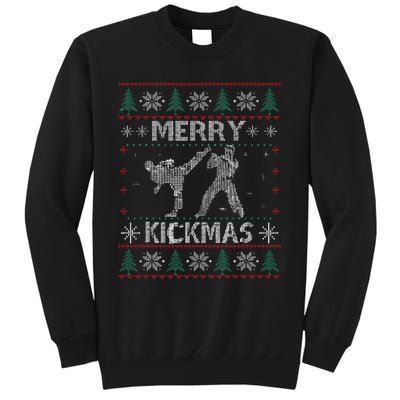 Merry Kickmas Taekwondo Christmas Ugly Sweater Xmas Funny Tall Sweatshirt