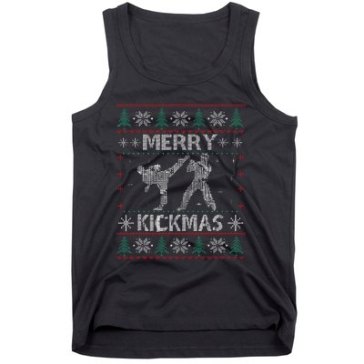 Merry Kickmas Taekwondo Christmas Ugly Sweater Xmas Funny Tank Top