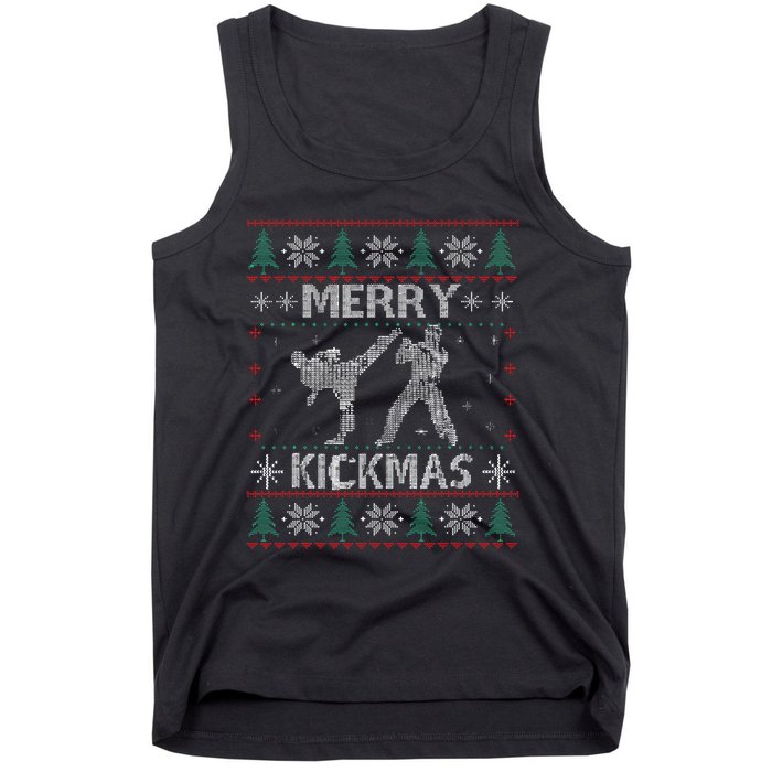 Merry Kickmas Taekwondo Christmas Ugly Sweater Xmas Funny Tank Top