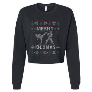 Merry Kickmas Taekwondo Christmas Ugly Sweater Xmas Funny Cropped Pullover Crew