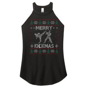 Merry Kickmas Taekwondo Christmas Ugly Sweater Xmas Funny Women's Perfect Tri Rocker Tank