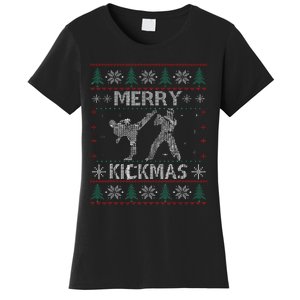 Merry Kickmas Taekwondo Christmas Ugly Sweater Xmas Funny Women's T-Shirt