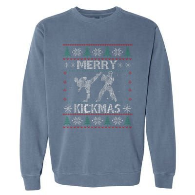 Merry Kickmas Taekwondo Christmas Ugly Sweater Xmas Funny Garment-Dyed Sweatshirt