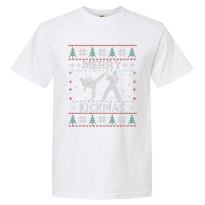 Merry Kickmas Taekwondo Christmas Ugly Sweater Xmas Funny Garment-Dyed Heavyweight T-Shirt