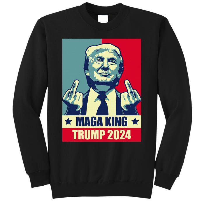 Maga King Trump 2024 Usa Trump Flipping Off American Flag Sweatshirt