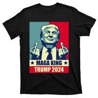 Maga King Trump 2024 Usa Trump Flipping Off American Flag T-Shirt