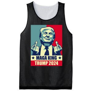 Maga King Trump 2024 Usa Trump Flipping Off American Flag Mesh Reversible Basketball Jersey Tank