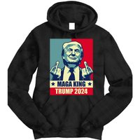 Maga King Trump 2024 Usa Trump Flipping Off American Flag Tie Dye Hoodie