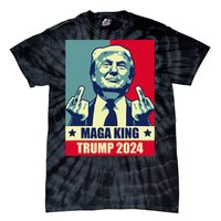 Maga King Trump 2024 Usa Trump Flipping Off American Flag Tie-Dye T-Shirt