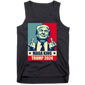 Maga King Trump 2024 Usa Trump Flipping Off American Flag Tank Top